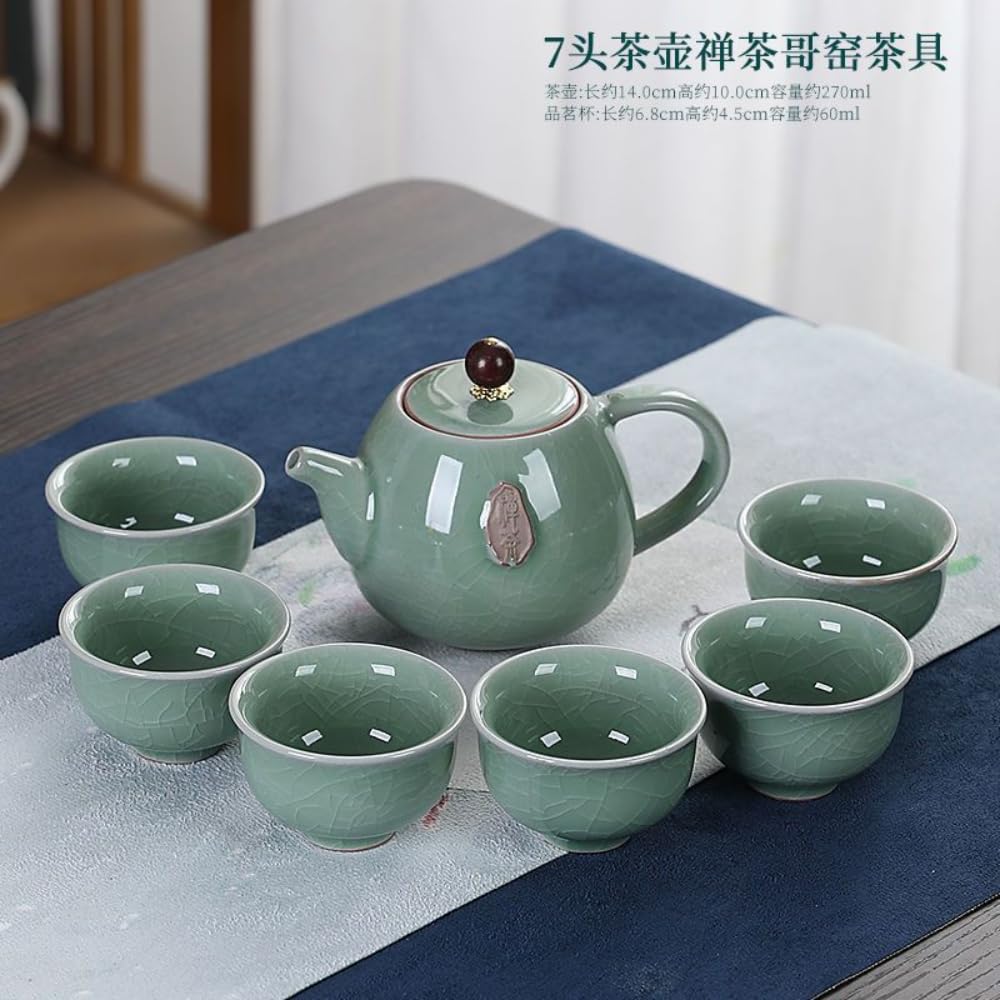 Service à thé en céramique 7 pièces Tasse à thé et théière Kung Fu Haut de Gamme et Pratique