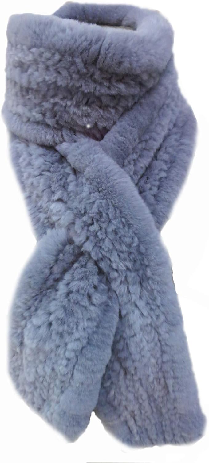 Women's Knitted Scarf Real Rex Rabbit Hair Neckerchief Neck Warmer Winter
