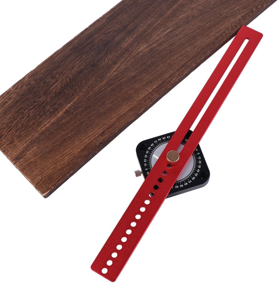Precision Scriber, T-type Marking Ruler Multi Functional Compass Angle Scoring Ruler DIY Measuring Tools Marking Gauge Drawing Circle(Red)