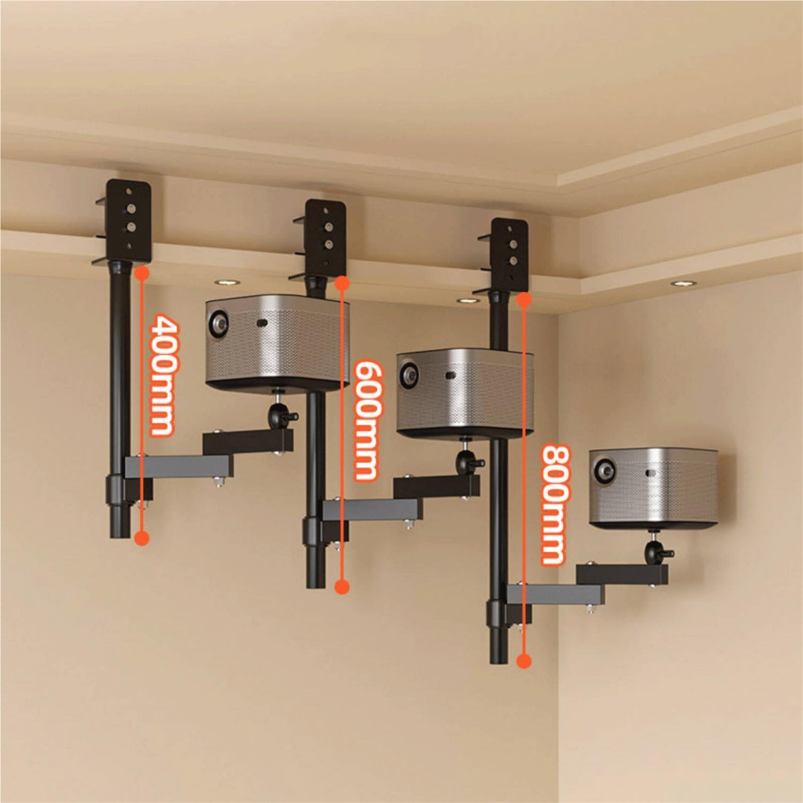 Soporte para Proyector Soporte for proyector con extensión de adelante hacia atrás, instalación Abrazadera y Ajuste múltiples ángulos Base para Proyector(Grande)