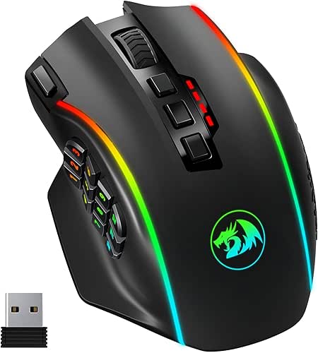 Redragon Wireless Gaming Mouse, MMO Gaming Mouse UP 16,000 DPI,