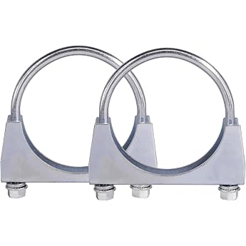 Pack of 2 M8 Pipe Clamp Diameter 52-80 mm Special Clamp for Exhaust Pipe U-shaped Galvanized Pipe Clamp 80 mm