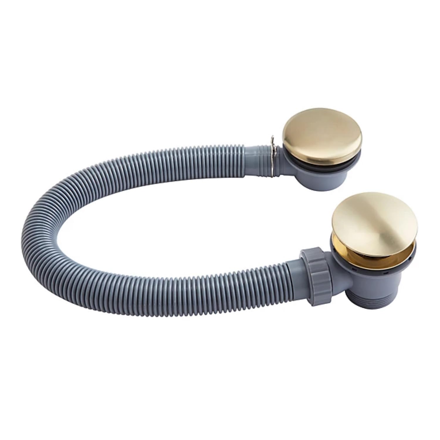 Nes Home Brushed Brass Click Clack Bath Sprung Waste and Overflow