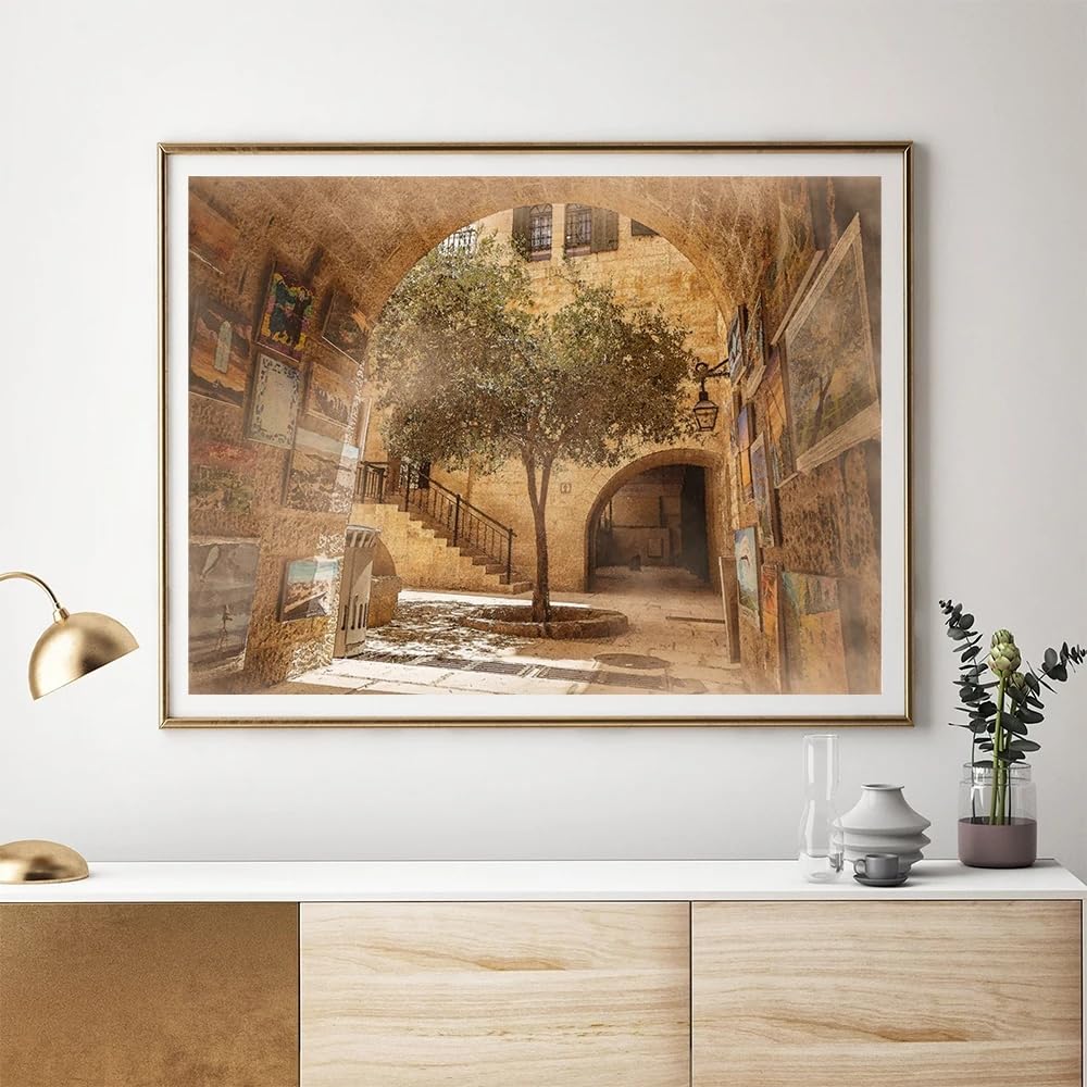 GKUVBF Jerusalem Old City Pedestrian Street Abstract Canvas Painting Poster Artworks Printing Modern Home Decor(50x70cm/Frameless)