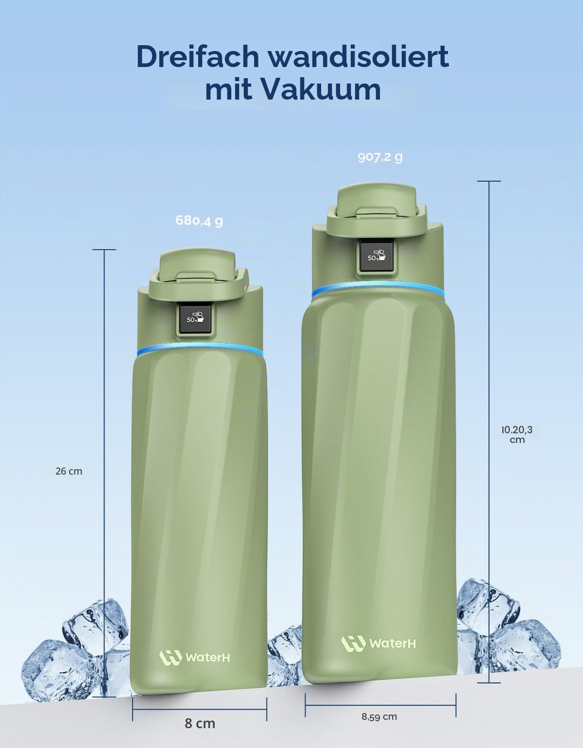 BOOST Smart Water Bottle with Reminder & Tracker, Double Wall Vacuum Insulated Bottles Stainless Steel, 946 ml BPA-Free Wide Mouth for School, Gym, Office, Ideal for Mother's Day