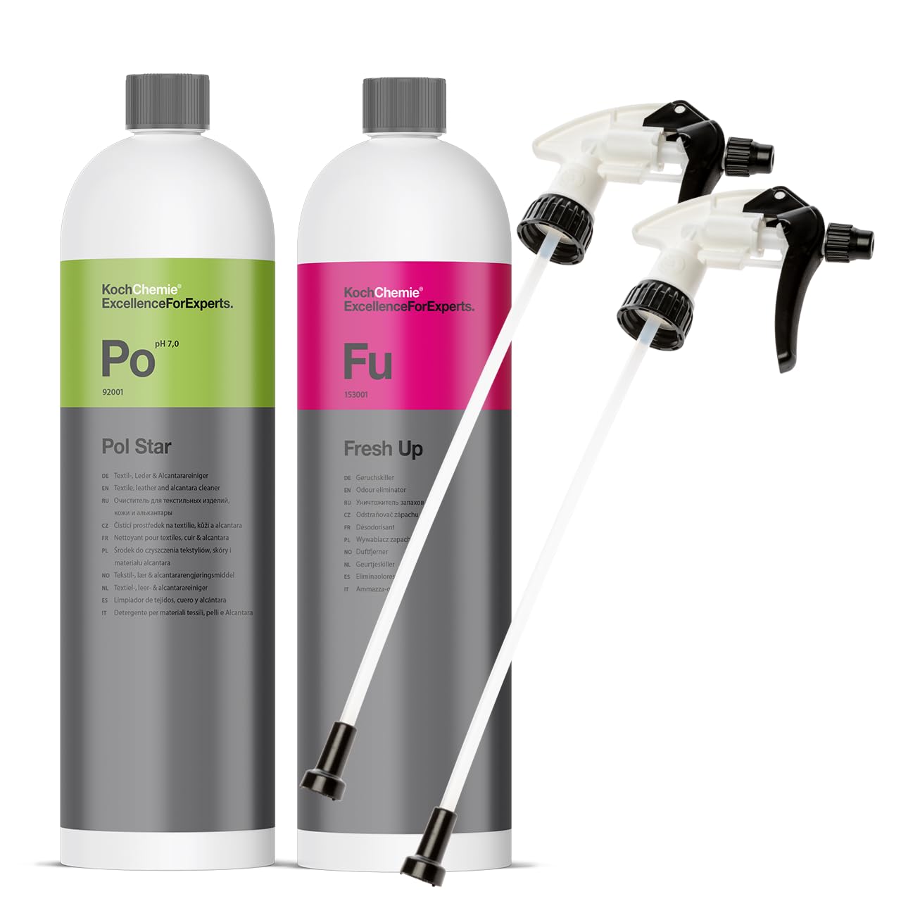 Koch Chemie Pol Star - Limpiador de tapicería Fresh Up 1 L, neutralizador de olores, 2 Cabezales de pulverización Star para Tratamiento de vehículos, eliminación de olores