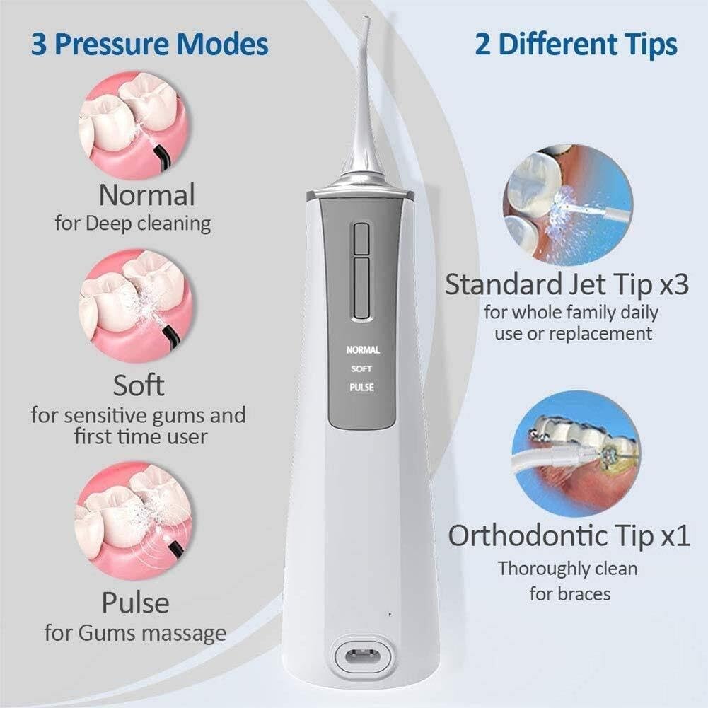 GeRRiT Idropulsore Dentale ad Acqua Senza Fili, irrigatore Orale Portatile for Denti, apparecchi ortodontici, Ricaricabile e detergente for Denti Impermeabile IPX7 for Viaggi a casa
