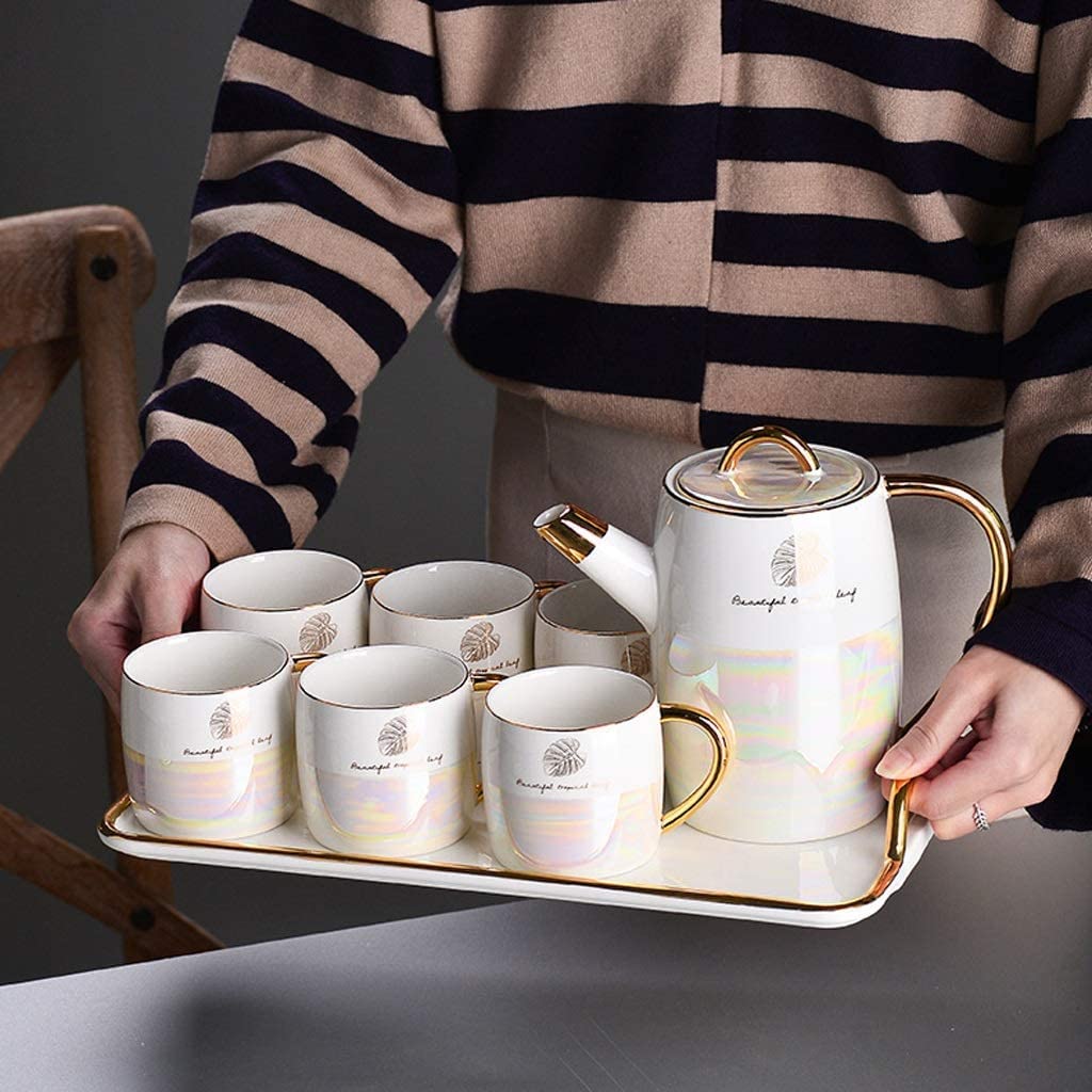 Serwis Do Kawy Na Przyjęcie 8 Sztuk Ceramiczne Filiżanki Do Herbaty I Czajniczek Zestaw Filiżanek Kawy Biały Popołudniowa