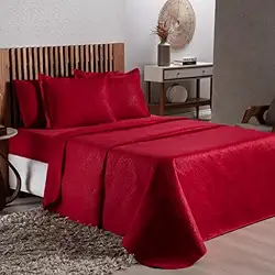 Colcha Cobre Leito Avulsa Cama de Casal Queen 2,00m x 2,40m Cores Lisas (Vermelho, Queen)