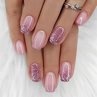 Press on nails, 24-teiliges Set mit aufklebbaren Nägeln mit doppelseitiger Nagelfeile, weicher Gel-Nagel-Stick für einen natürlichen Look