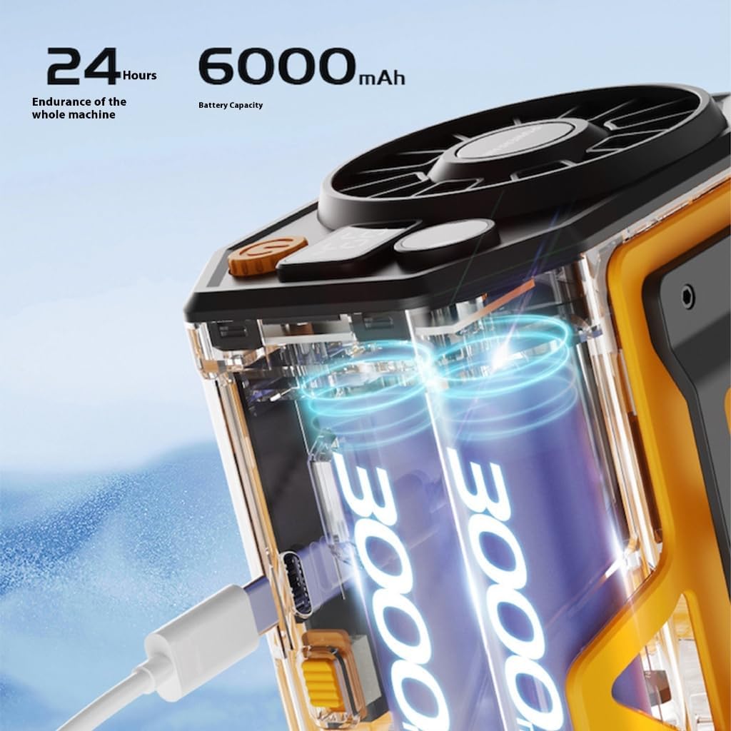 Outdoor Waist Fan Belt Fan Rechargable Cooling Fan 6000mAh Clip Fan ABS Texture Suitable for Travel Camping Fishing Use