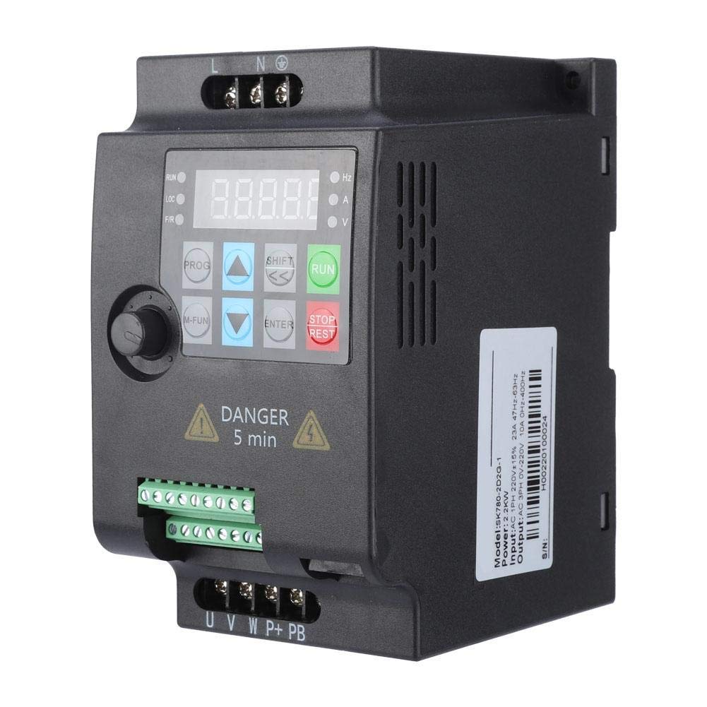 Walfront SEAFRONT VFD Inverter Frequenzumrichter, SKI780 Mini VFD 1/3 Phasen Frequenzumrichter für Spindelmotor Drehzahlregelung 220V / 380V, 0.75/1.5/2.2KW(220VAC, 2.2KW)