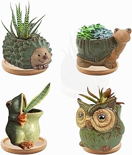 4pcs Green Animal Shaped Planter Small Succulent Pot Small Succulent Pot...