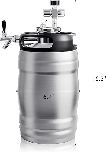 Miniatura 5 de TMCRAFT Cultivador de barril de cerveza de doble pared de 1.3 galones, sistema dispensador de cerveza casera a presión con lanza desmontable para
