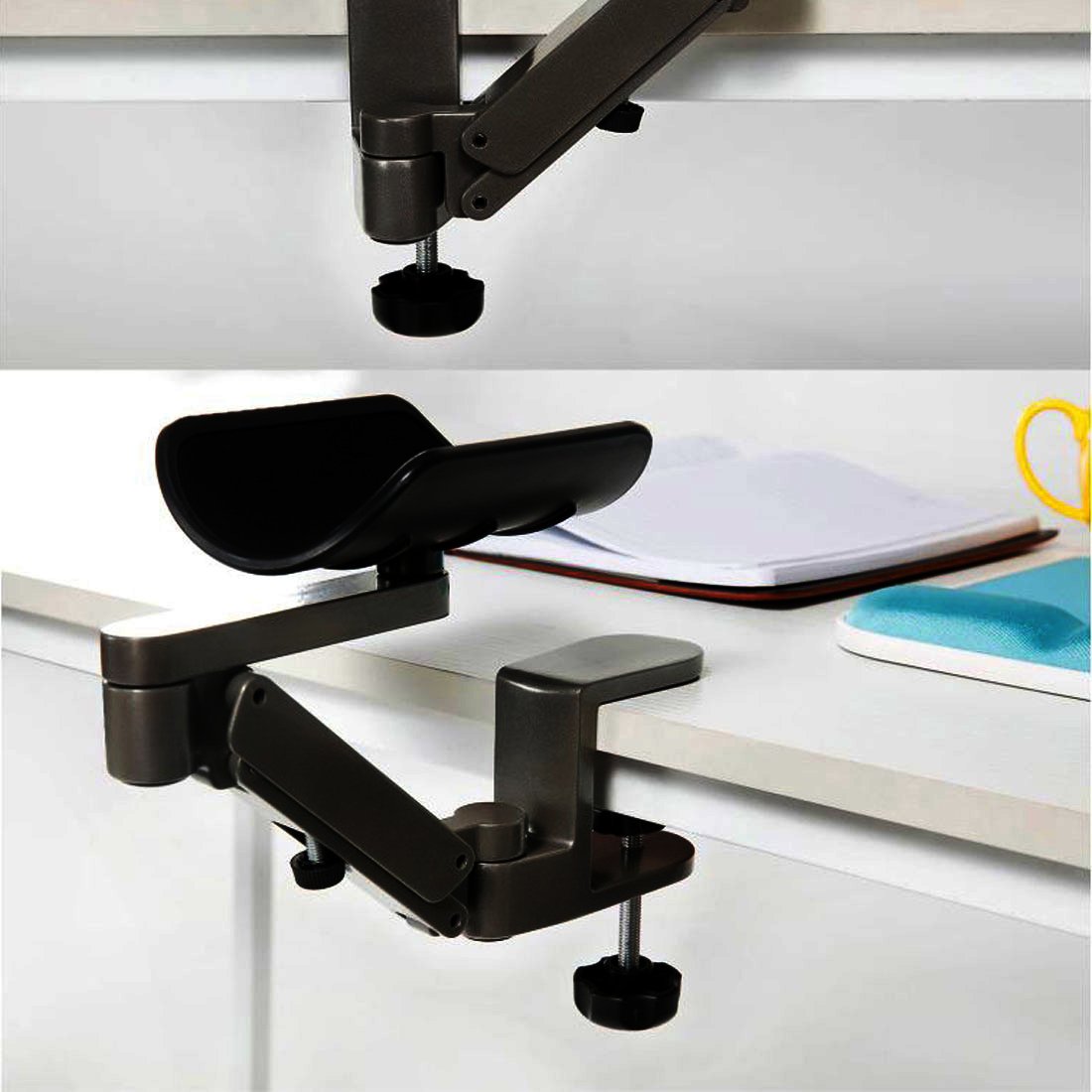 Ruilogod Alluminio PC Laptop Table supporto del braccio poggiapolsi Proteggi gomito stand Grey