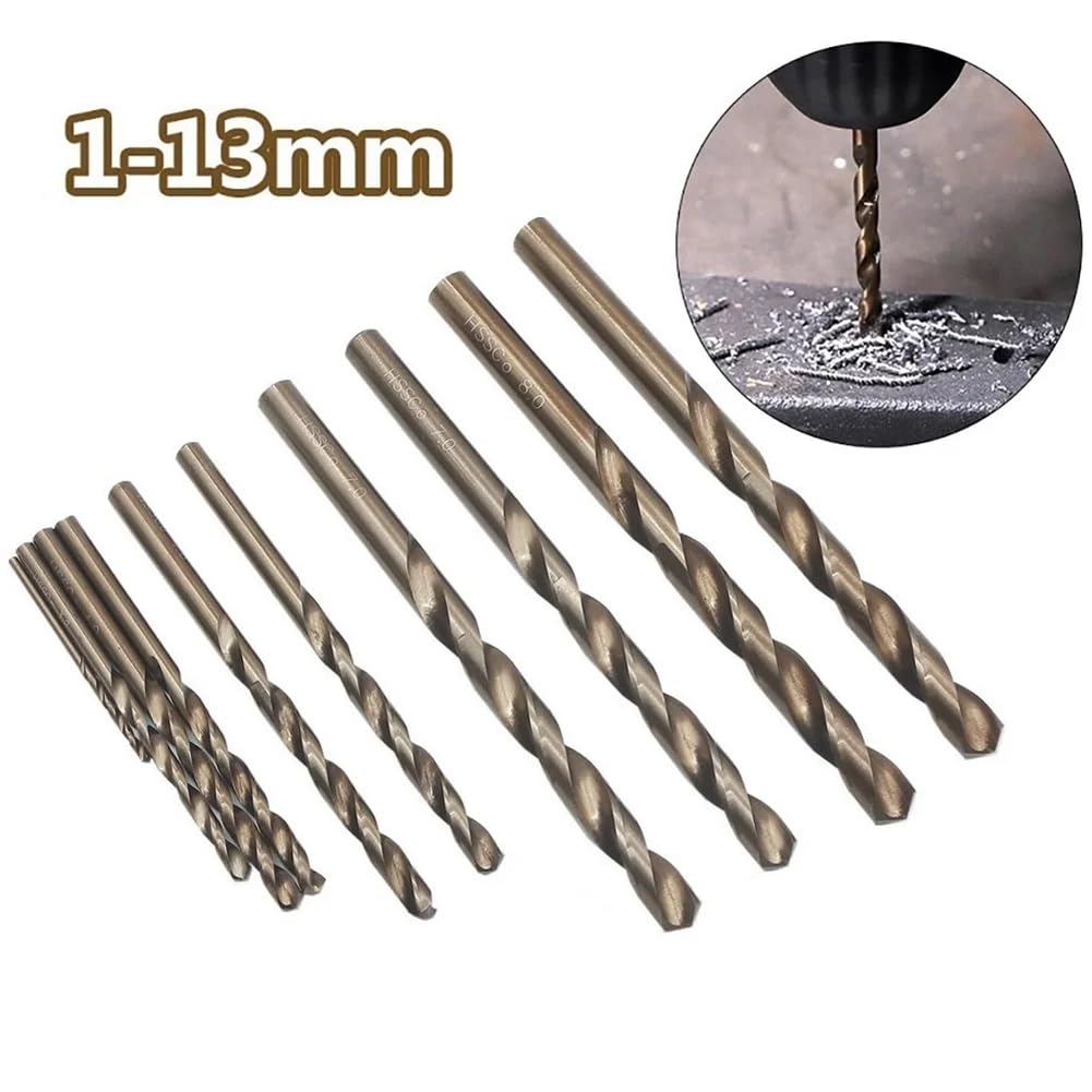 Kit de forets à revêtement cobalt HSS M35 de 1,0 à 13 mm - Pour perforateur en métal, acier, travail du bois