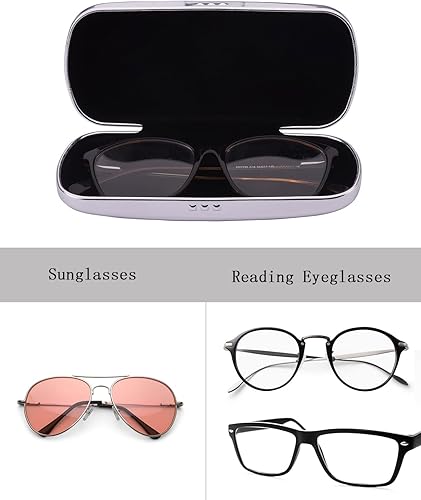 Miniatura 4 de Philley Estuche para gafas de sol de aluminio rígido a rayas, caja de gafas de metal, para mujeres y hombres