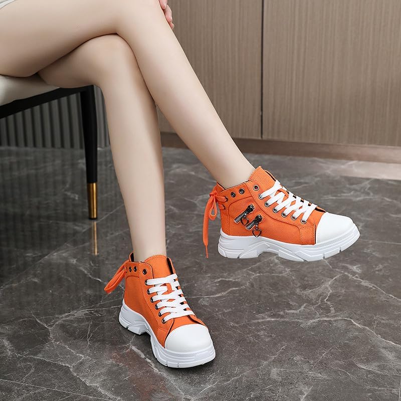 MAUGELY Women's High Top Heightened Sole Sports Causal Fashion Sneakers Canvas Shoes - Image 7
