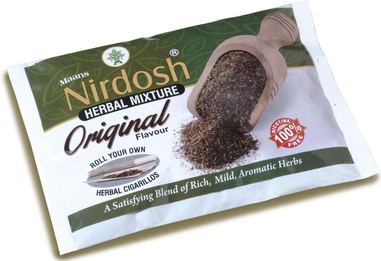 NIRDOSH Organic Herbal Natural Smoking Mixture 100% Nicotine Tobacco Free - 1 Pack (1.75oz Per Pack) Pouch Packaging