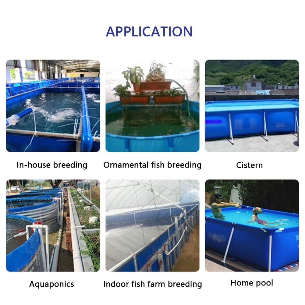 Laghetto per acquacoltura Pieghevole con Staffa, Vasca Rotonda per Pesci, Contenitore per l'acqua Pieghevole, Piscina in PVC Resistente per Giardino, Cortile, Campeggio, Uso Esterno (Blu 1x1