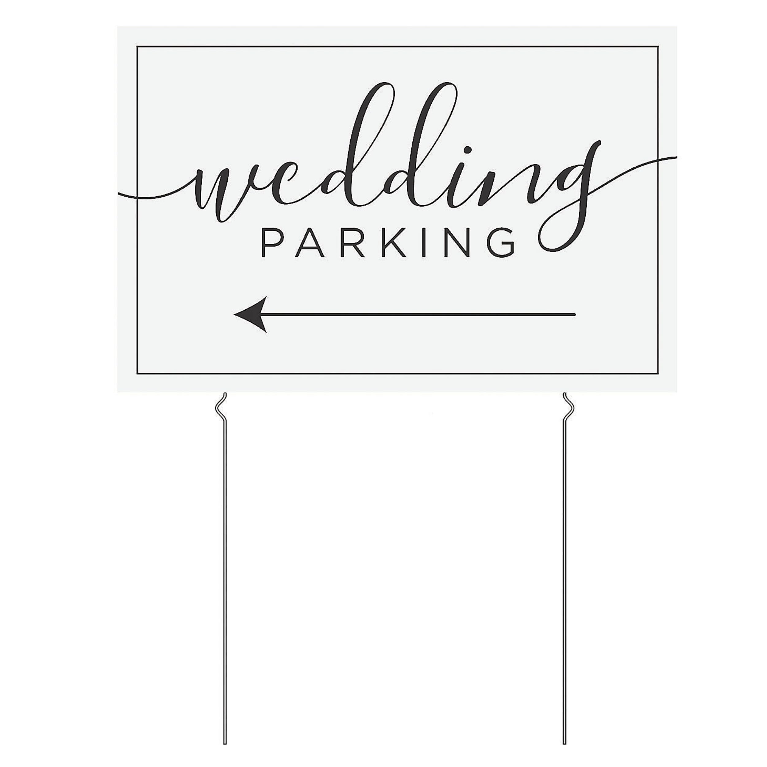 Fun Express Wedding Signs for Outside - Wedding Parking Yard Sign with Stakes for Outdoor Wedding Decorations | Directional Arrow Signs for Event Parking | Wedding Signage Decor for Ceremony
