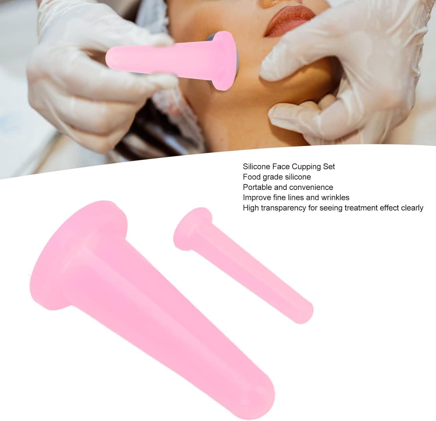 4 Stück Facial Schröpfen Therapie Set Anti Cellulite, Silikon Vakuum Schröpfbecher für Gesicht und Augen Schröpfen Massage Manuelle Rückenmassagegeräte (2 Klein + 2 Groß) (Rosa)