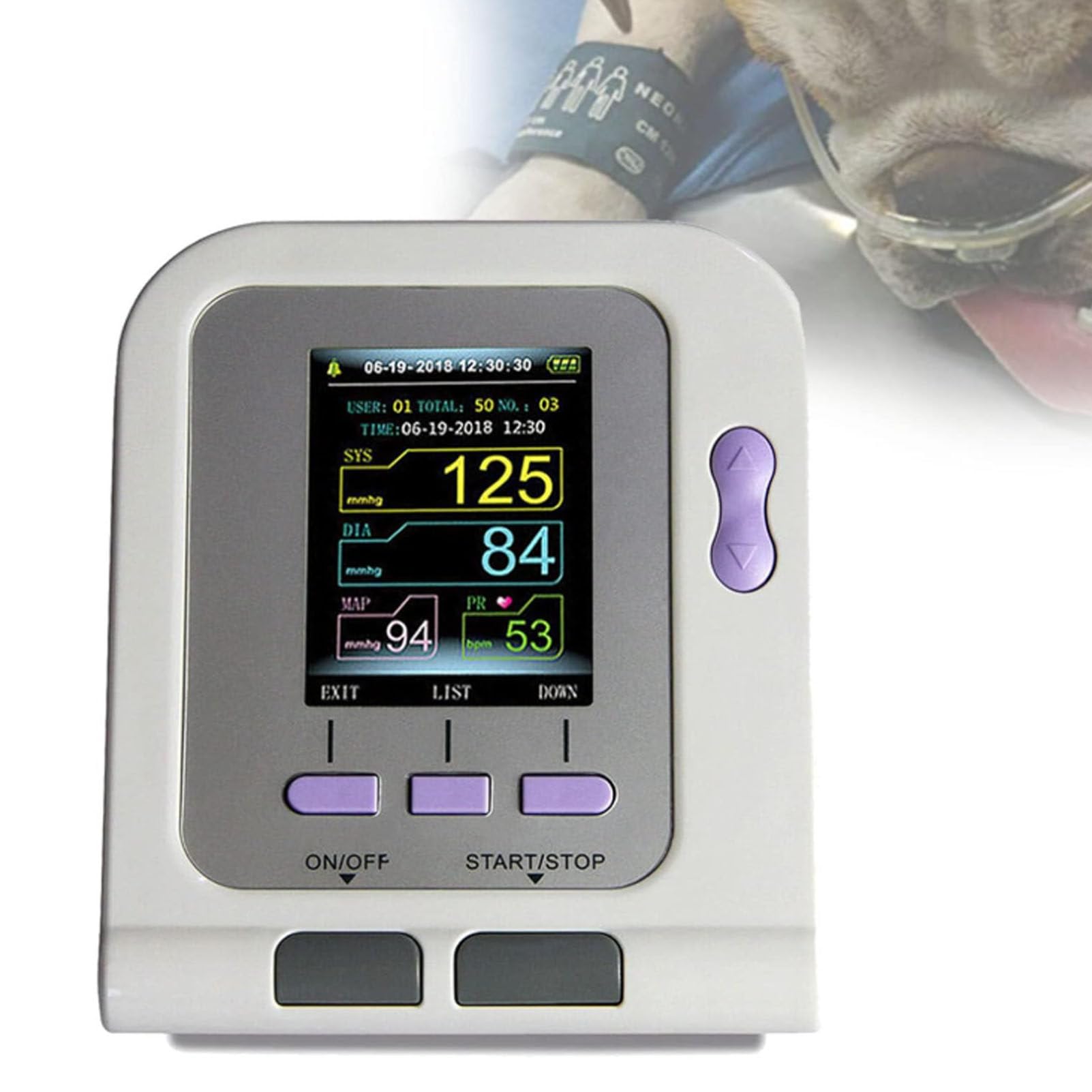 Tensiómetro digital para mascotas, equipo veterinario, esfigmomanómetro electrónico de 3 modos y 3 brazaletes, equipo veterinario de escritorio para el cuidado de perros, gatos y mascotas.