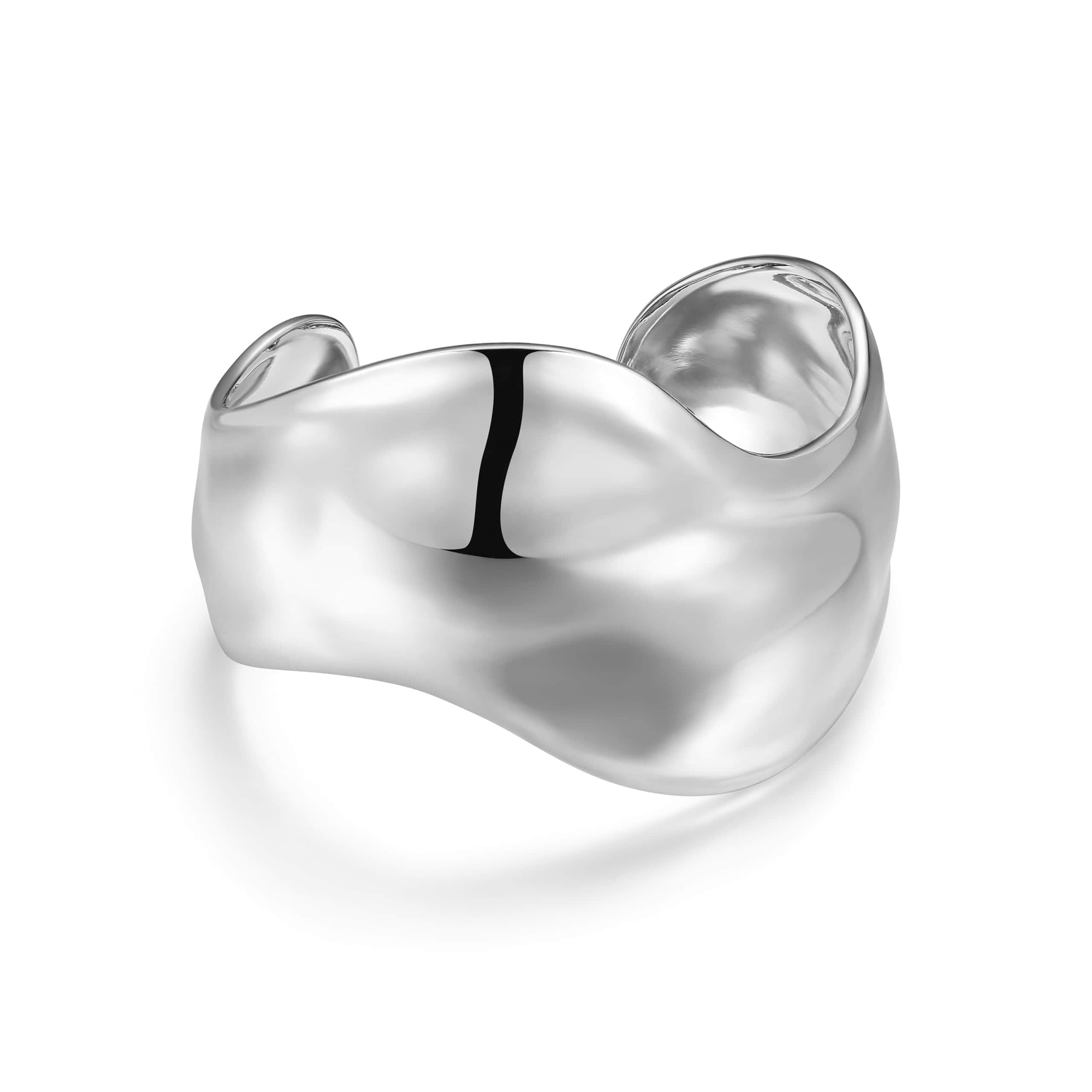 Amazon Essentials Silver Cuff Bracelet for Women - Fine Silver Plated, Chunky Bangle Bracelet