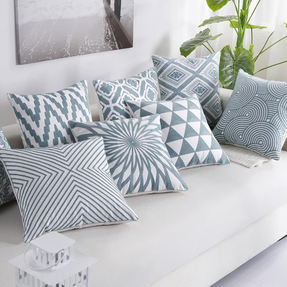 Federa Per Cuscino Decorativa Nordica Con Nappe – Ricamo Geometrico – 45x45 Cm – Per Divano, Letto E Soggiorno