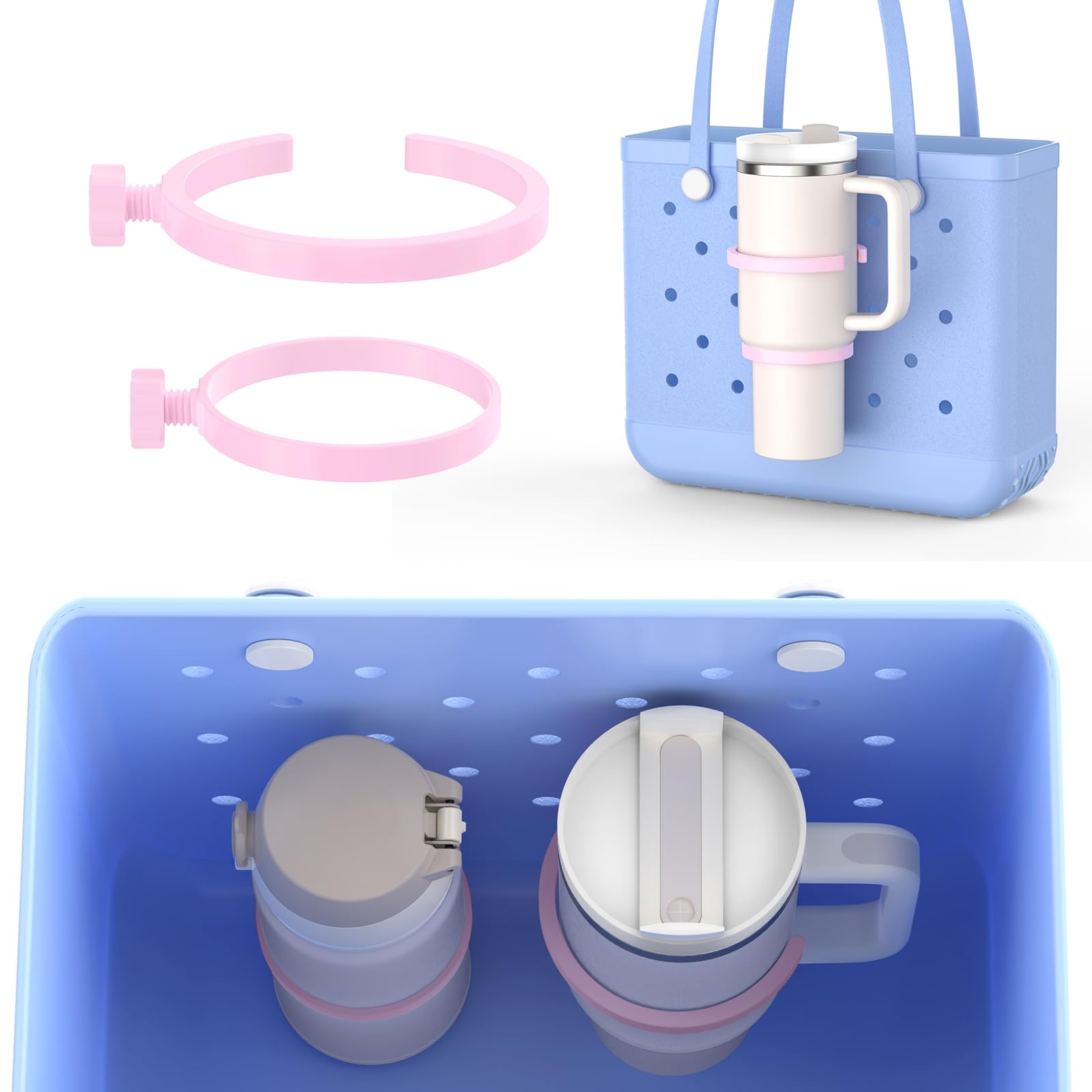 OUTXE 2 Pack Cup Holder for Bogg Bag, Fits 16-40oz Stanley, Insert Drink Holder Attachment Compatible with All Bogg Bags & Simply Southern Beach Tote