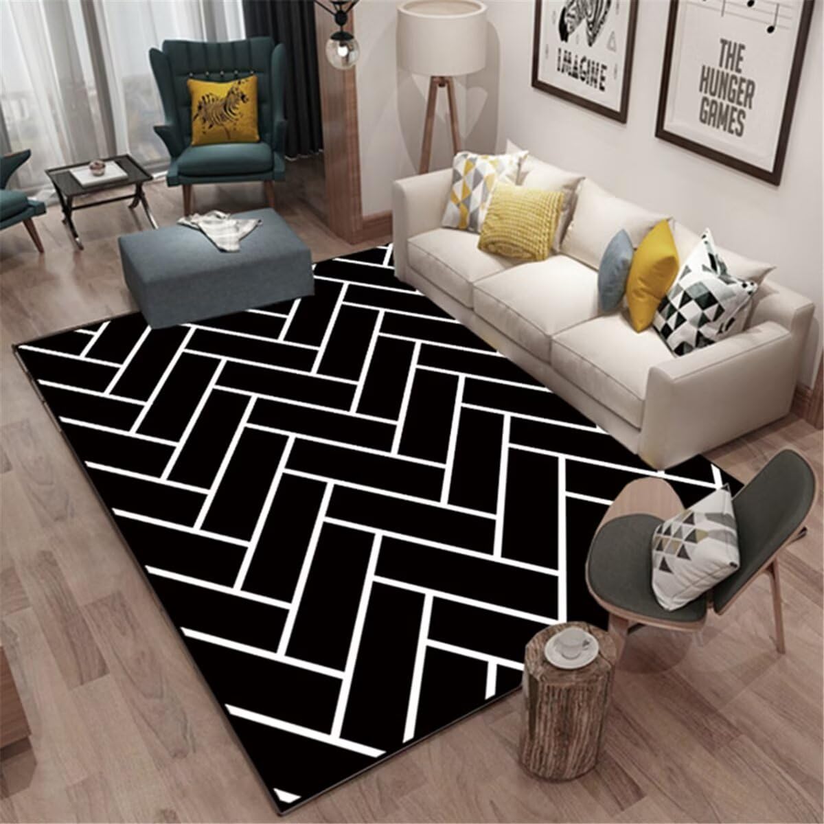 Tapis de jeu enfant naturel et durable 80X120CM au style géométrique épuré