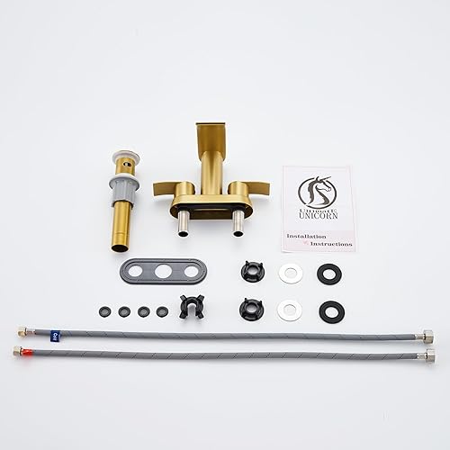 Miniatura 7 de Ultimate Unicorn Grifo de Baño para Lavabo Dorado Cepillado, Grifo de Lavabo de Baño de 4 Pulgadas para 3 o 2 Agujeros, Grifos de Cascada de 2