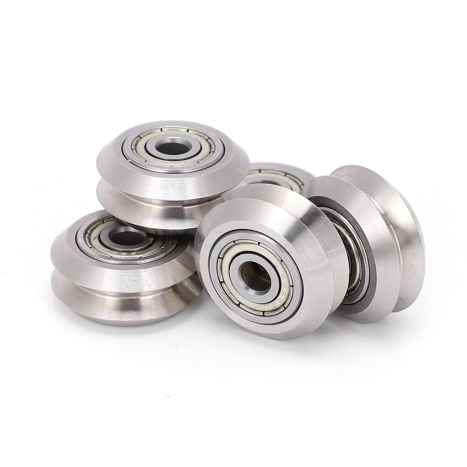 Garosa 5Pcs 3D Printer Rollers V Slot Wheel Stainless Steel V Bearings Pulleys Outer Diameter 1 Inch Inner Diameter 0.2 Inch for 5mm Shaft