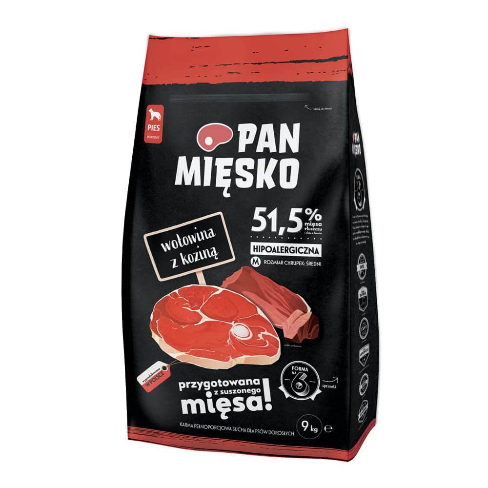 PAN MIĘSKO Woîowina z Kozininga Sucha Karma Dla Psa M 9 kg