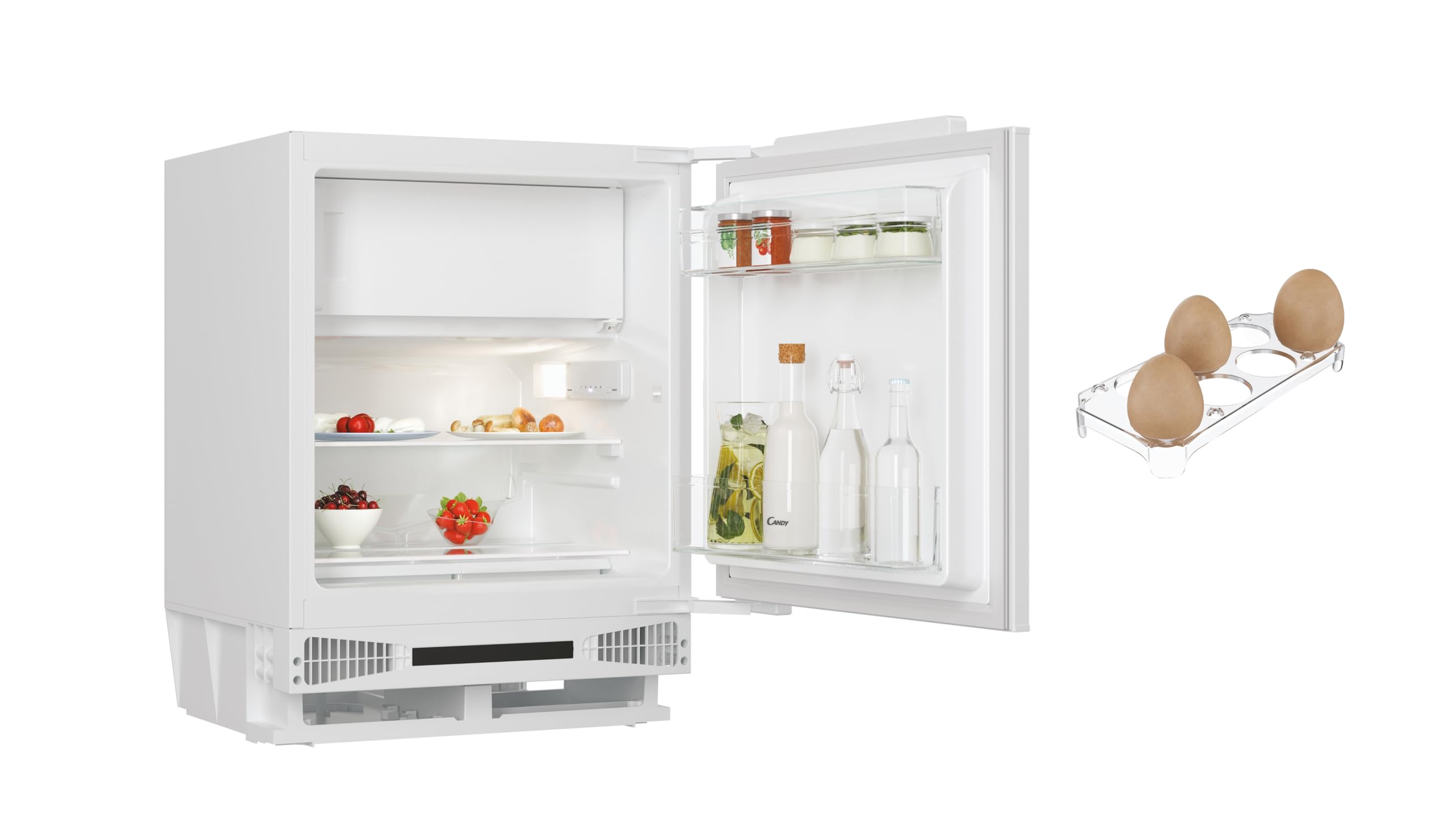 Candy CM4SE68W - Frigorifero da incasso con congelatore, porta a traino, 16 litri, 2 ripiani in vetro