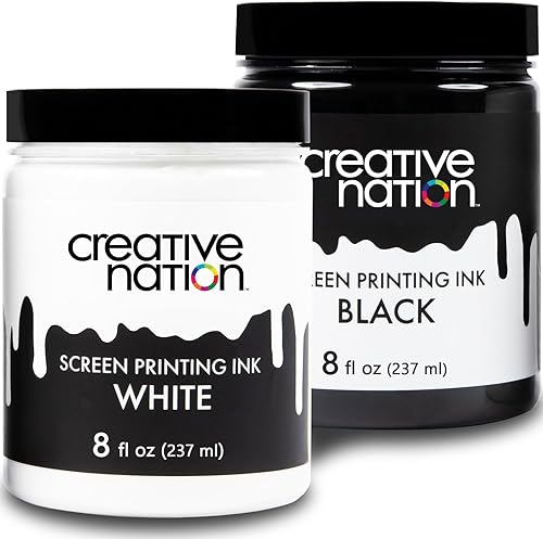 Miniatura 2 de Tinta de serigrafía de tela en blanco y negro, paquete de 2  16 onzas de tinta a base de agua y de alta opacidad para camisetas y serigrafía por