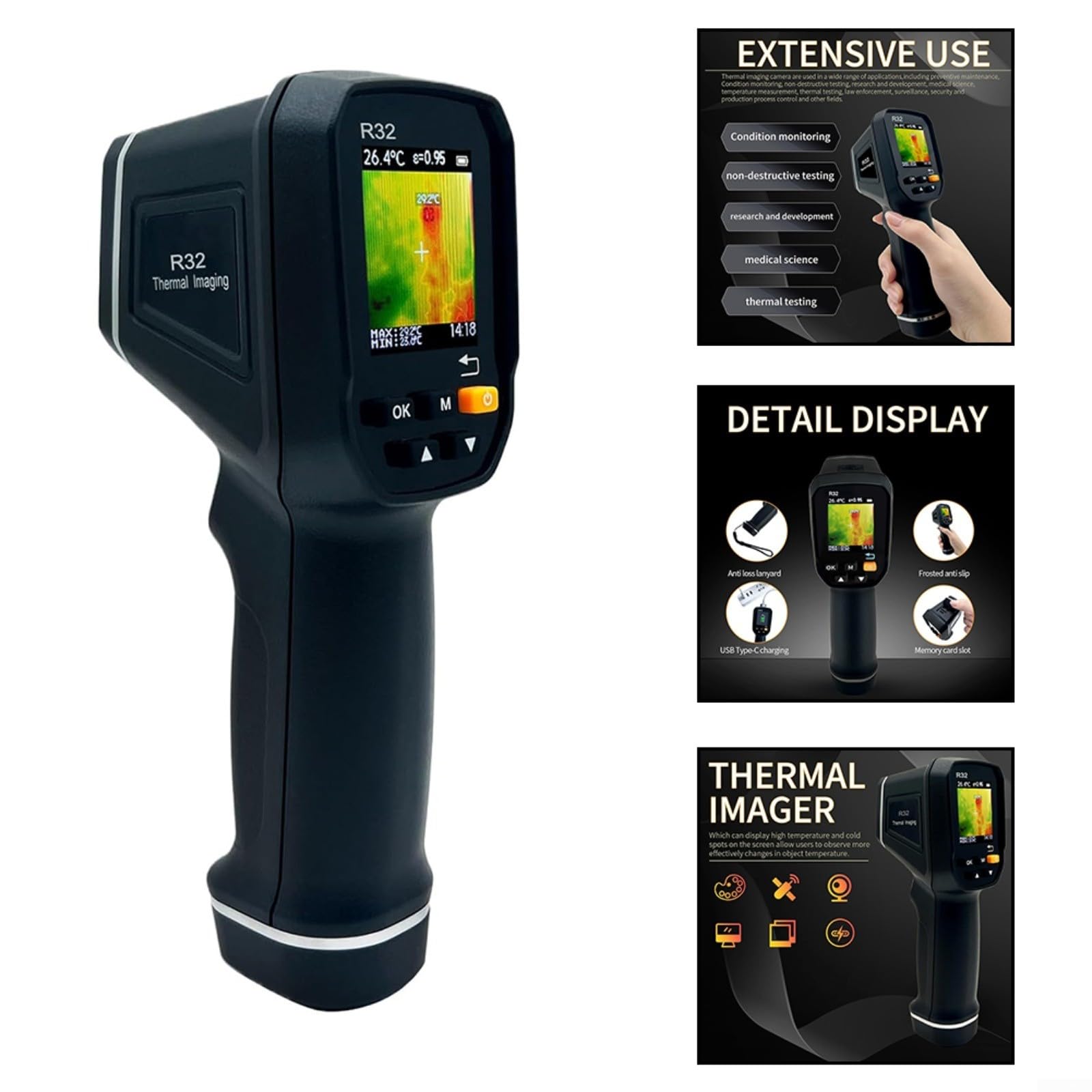 Cámara infrarroja de la toma de imágenes termal de mano, con la memoria recargable de la exhibición 8GB de la batería del USB para la detección termal de la falta