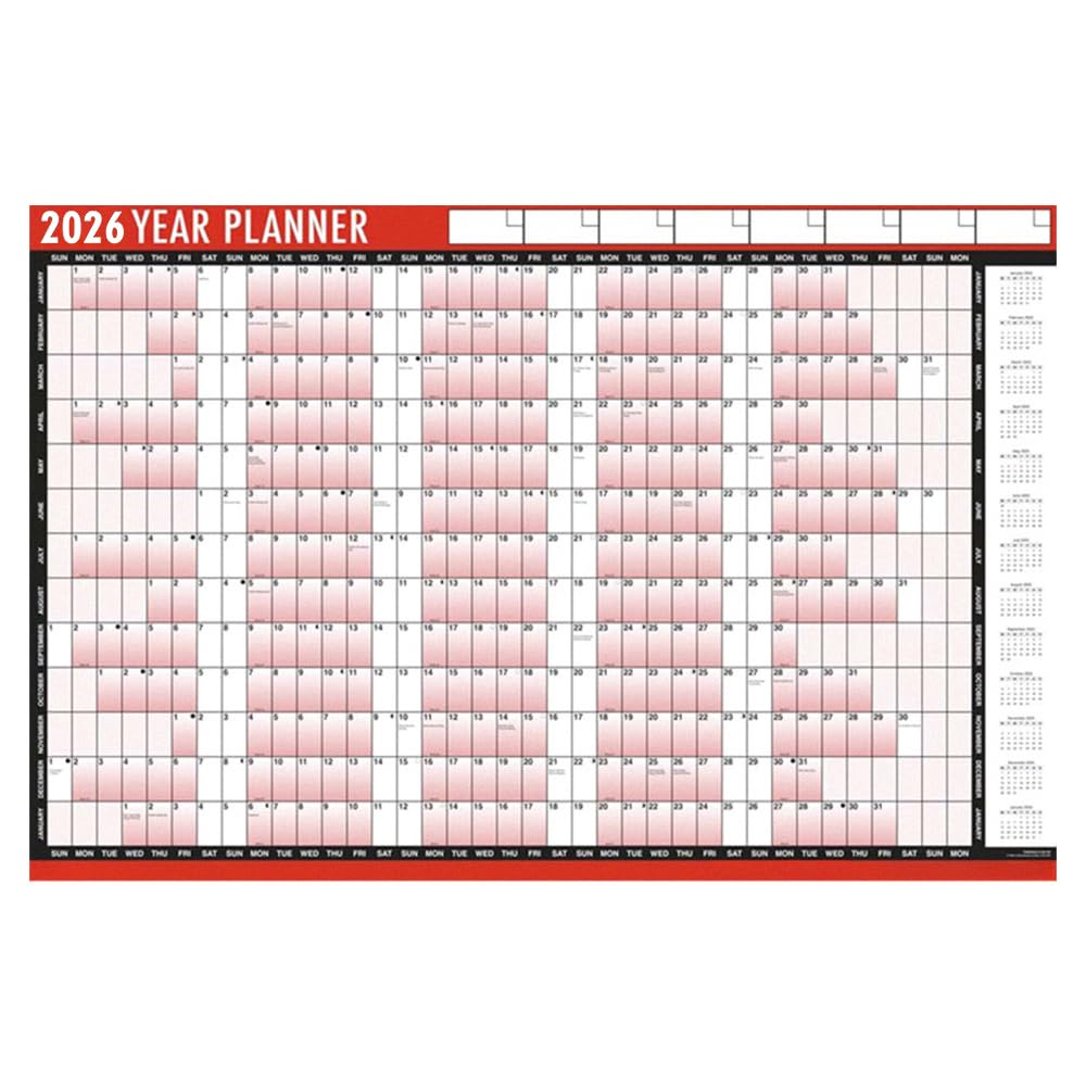 VR Angel 2026 Year Planner Wall Calendar Spiral Bound Calendar Red and Black for Home Business Office School - 60 gsm Paper (Year Planner) โ image 1