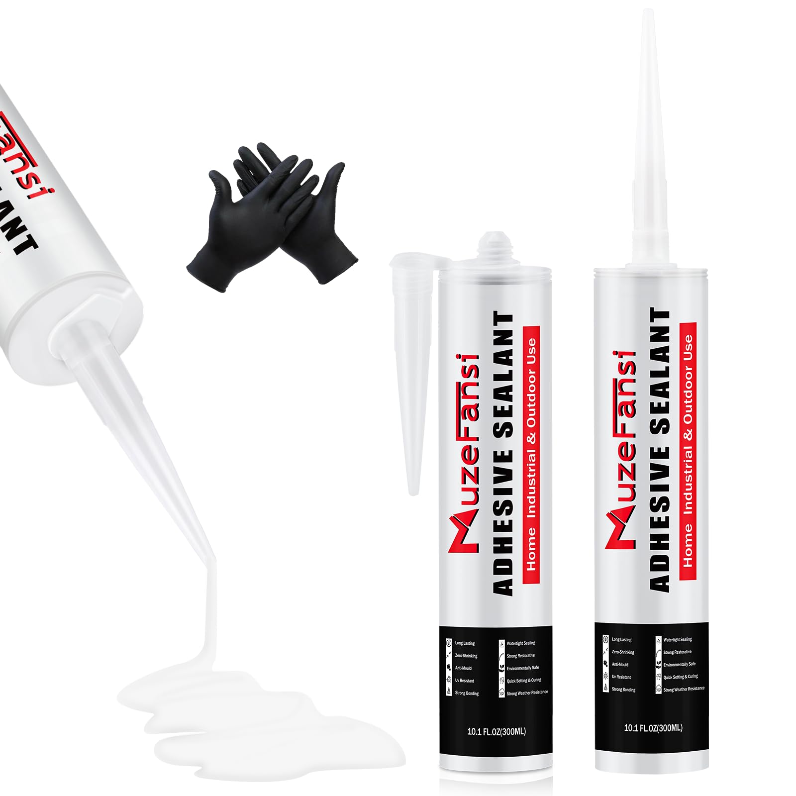 MuzeFansi RV Roof Lap Sealant Self Leveling,2 Pack RV Roof Silicone Sealant White, Waterproof Flexible EPDM RV Sealants and Caulking Exterior Repair