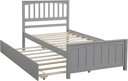 Miniatura 124 de Marco de cama moderno de madera maciza con cajones, plataforma de cama con soporte de listones de madera, no necesita somier, tamaño individual,