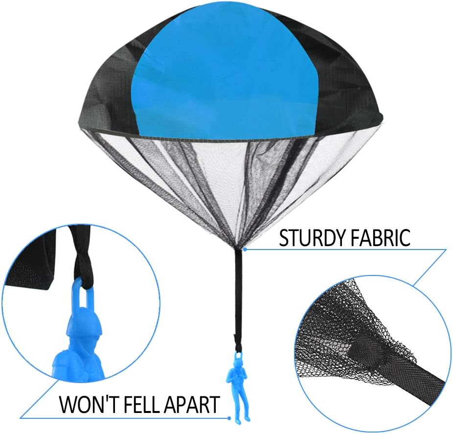 6 Pack Parachute Toy Soldiers Hand Throw Parachute Men Set Tangle Free