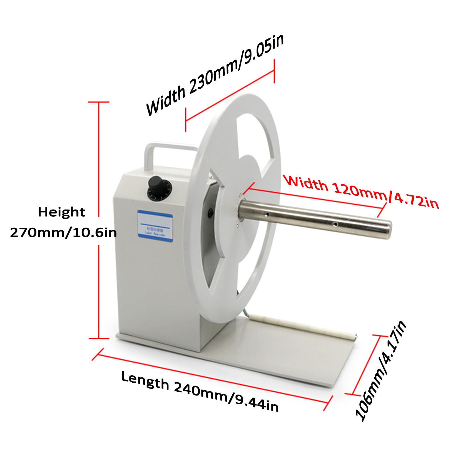 Automatyczna maszyna do przewijania etykiet, szerokość 120 mm, dwukierunkowe przewijanie do tyłu, prędkość 7,6-23 cm/s do etykiet, kodów kreskowych, naklejek samoprzylepnych