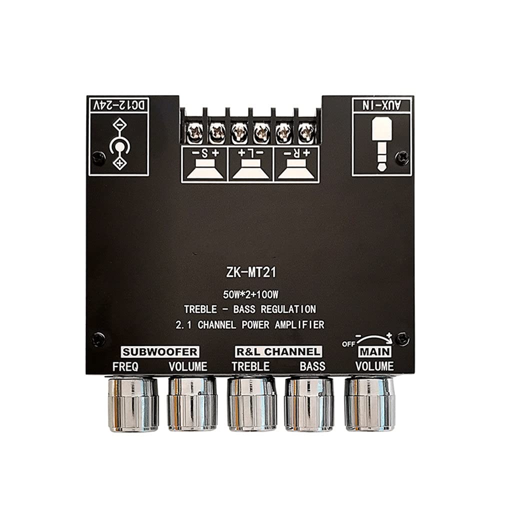 2 * 50w + 100w Bluetooth 5.0 Placa amplificadora de subwoofer de Potencia Amplificador Ecualizador estéreo de Audio de Cine en casa Clase D de 2.1 Canales (Color: AMP 24V4A) (Amp)