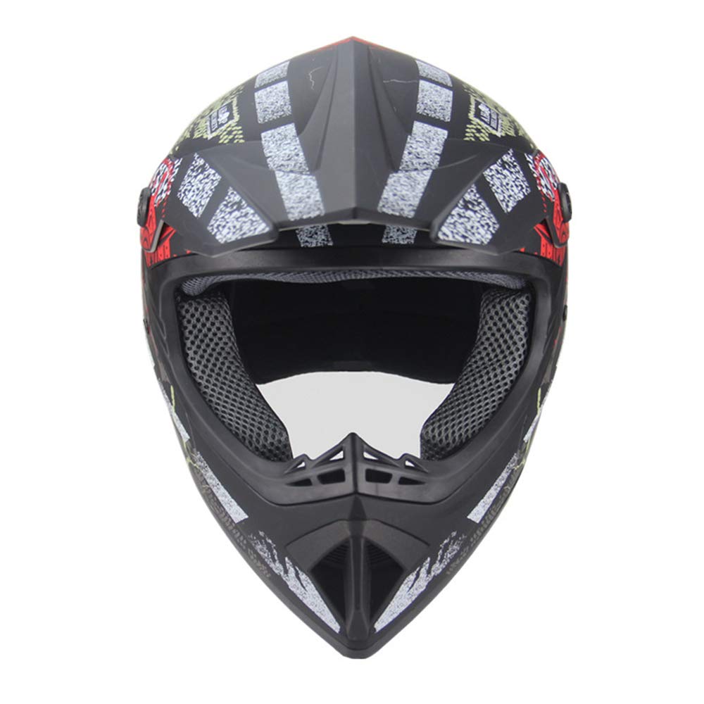 Noir et Vert/ Aigle - Casque Moto Cross Adulte, Casque Motocross Enfant, Casque VTT Integral Set Casque BMX Quad Enduro ATV Scooter avec Goggle/ Gants/ Masque/ Filet à Elastique,L