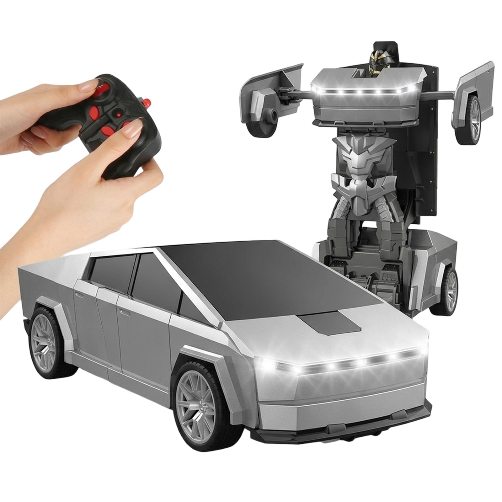 Coche Teledirigido 2-en-1 Transformable Robot – Deformación Automática, Rotación 360° Deriva, Tecnología 2.4G Hz Multijugador, Efectos Luminosos, Recargable