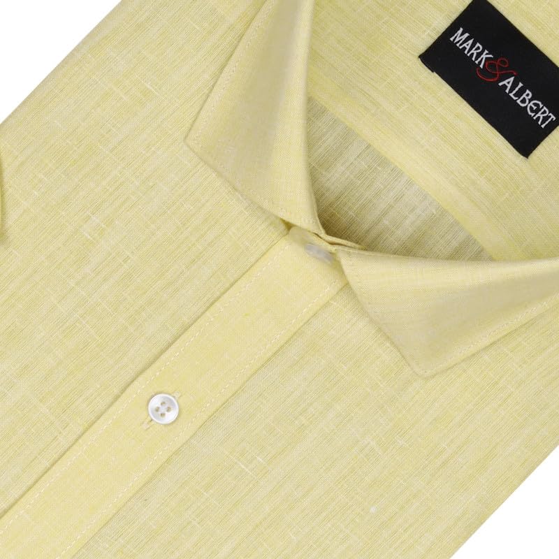 Image of MARK & ALBERT Men's Half Sleeve Pure Linen White Shirt