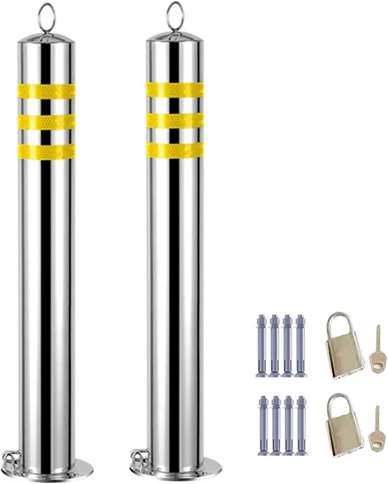 Cono de señalización Vial, Poste Reflectante con Gancho de Cadena, Postes de Seguridad para Control de tráfico, Barrera de Entrada (Paquete de 2, 100 cm)