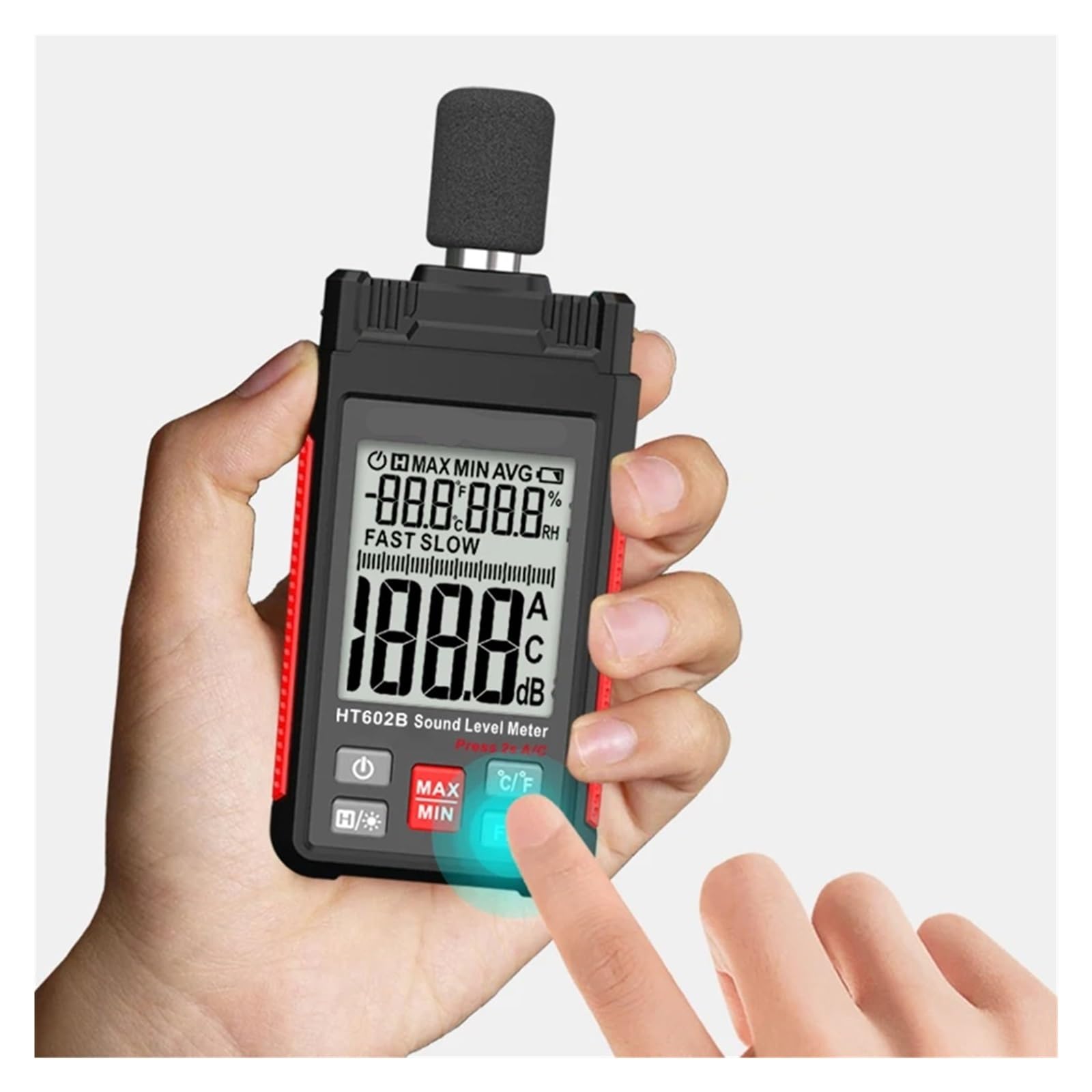 HT602 Geräuschmessgerät, professionelles Dezibelmessgerät, 30–130 dB, Geräuschpegelmessgerät (Ht602a)