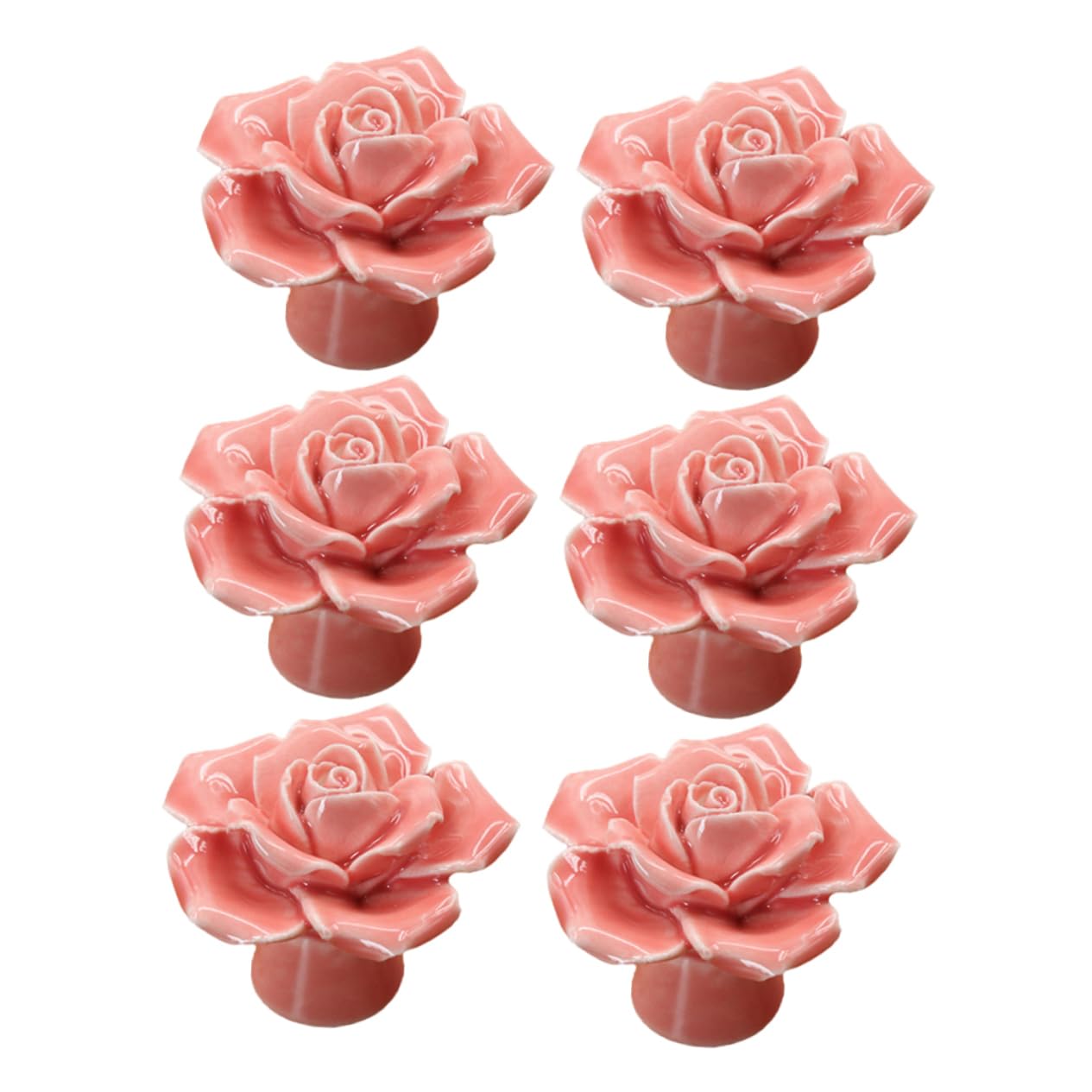 6 Pezzi Manico in ceramica rosa maniglia per tirare la porta pomelli per porte per armadi decorativo antico toeletta maniglia porta maniglie pomelli per cassetti