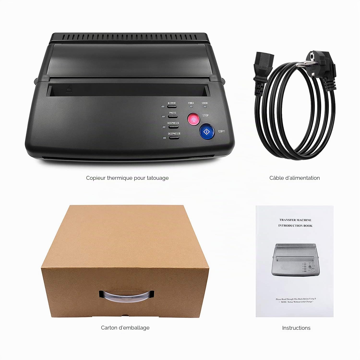 BIOMASER Machine de Transfert de Tatouage Tatouage Machine Copieur | Professionnel Machine de Tatouage Thermique Pochoir papier Imprimante Transfert